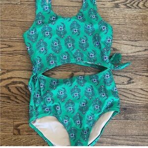 J. Crew Green Paisley One-Piece Swimsuit kids floral
